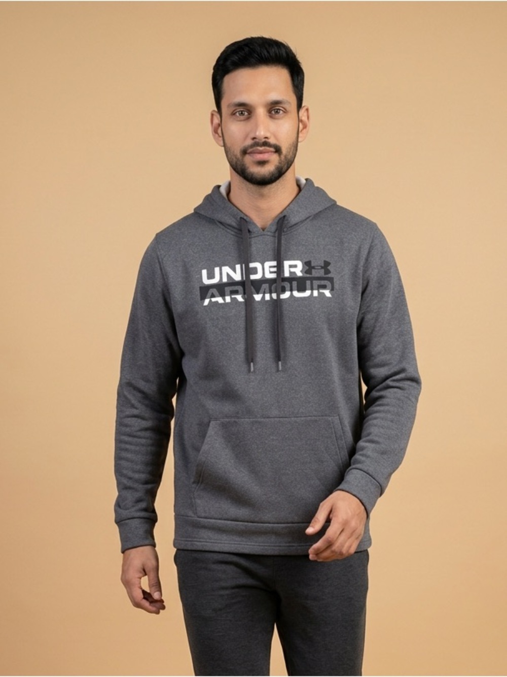 Under Armour Charcoal Gray Logo Pullover Hoodie